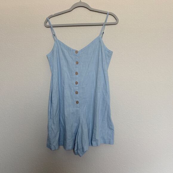 Roxy Afterglow Lights Romper Blue Linen Small NWT summer festival minimalist - Picture 6 of 12